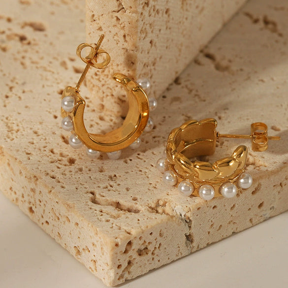 Wholesale Light Luxury Stainless Steel Earrings With Geometric Design 18K Goldplated By Vacuum Real Gold Electroplating In Pvd Furnace For Women
