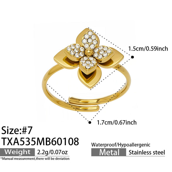 Wholesale Light Luxury Stainless Steel Electroplated Flowerinlaid Zircon Jewelry Set For Women