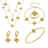 Wholesale Light Luxury Stainless Steel Electroplated Flowerinlaid Zircon Jewelry Set For Women