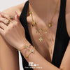 Wholesale Light Luxury Stainless Steel Electroplated Flowerinlaid Zircon Jewelry Set For Women