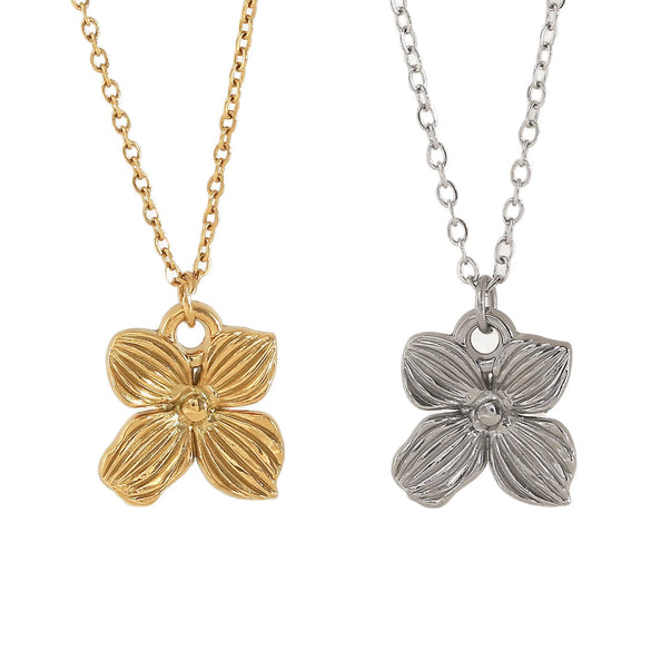 Wholesale Light Luxury Stainless Steel Flower Pendant Necklace With Electroplating O Word Chain For Women