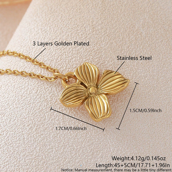 Wholesale Light Luxury Stainless Steel Flower Pendant Necklace With Electroplating O Word Chain For Women