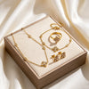 Wholesale Light Luxury Stainless Steel Four Leaf Clover Zircon Jewelry Set For Women With Electroplating