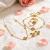 Wholesale Light Luxury Stainless Steel Four Leaf Clover Zircon Jewelry Set For Women With Electroplating