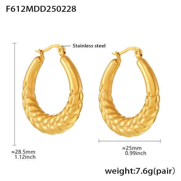 Wholesale Light Luxury 316L Stainless Steel Geometric Wheat Ear Earrings With Electroplating For Women