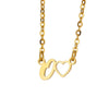Wholesale Light Luxury Stainless Steel Heart Letter Pendant Necklace For Women With Electroplating