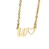 Wholesale Light Luxury Stainless Steel Heart Letter Pendant Necklace For Women With Electroplating