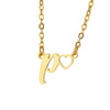 Wholesale Light Luxury Stainless Steel Heart Letter Pendant Necklace For Women With Electroplating