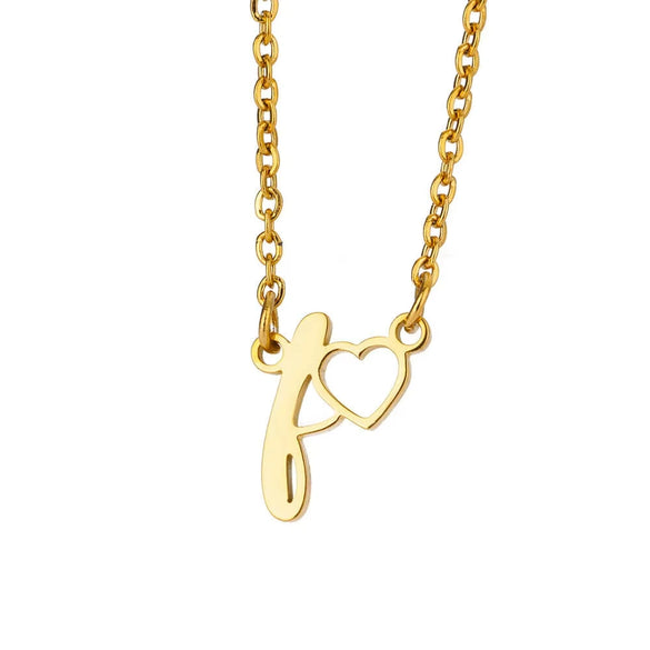 Wholesale Light Luxury Stainless Steel Heart Letter Pendant Necklace For Women With Electroplating