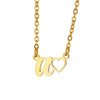 Wholesale Light Luxury Stainless Steel Heart Letter Pendant Necklace For Women With Electroplating