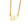 Wholesale Light Luxury Stainless Steel Heart Letter Pendant Necklace For Women With Electroplating