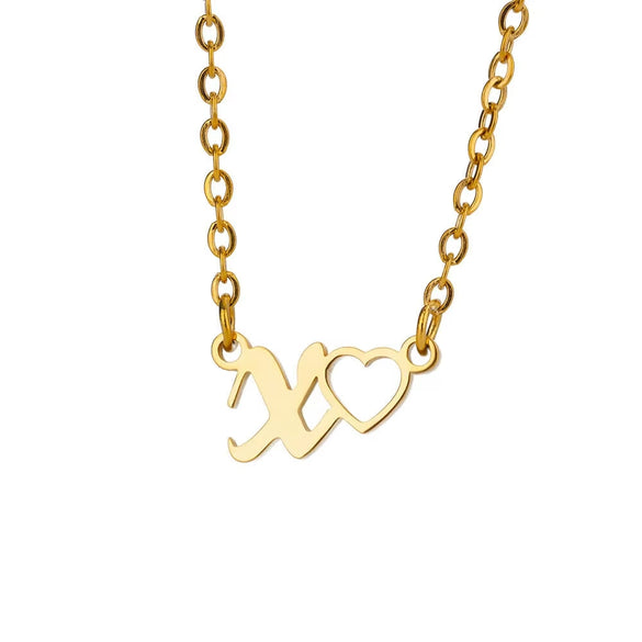 Wholesale Light Luxury Stainless Steel Heart Letter Pendant Necklace For Women With Electroplating