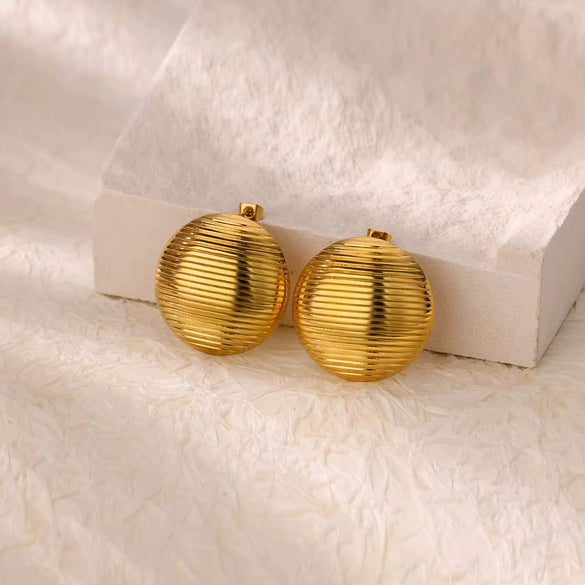 Wholesale Light Luxury Stainless Steel Hollow Bead Geometric And Flower Design Electroplated Earrings For Women
