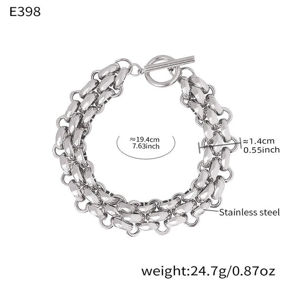 Wholesale Light Luxury Stainless Steel 18K Gold Electroplated Ot Buckle Necklace And Bracelet Set For Women