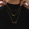 Wholesale Light Luxury Stainless Steel Natural Stone Freshwater Pearl Three Layer Necklace With 8 Character Rice Bead And Geometric Design Electroplated