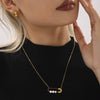 Wholesale Light Luxury Stainless Steel Natural Stone Freshwater Pearl Three Layer Necklace With 8 Character Rice Bead And Geometric Design Electroplated