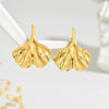 Wholesale Light Luxury Stainless Steel Stamped Geometric Leaf Pleated Earrings For Women