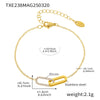 Wholesale Light Luxury Stainless Steel Zircon Square Interlocking Pendant Multilayer Clavicle Chain And Bracelet Set With Electroplating For Women