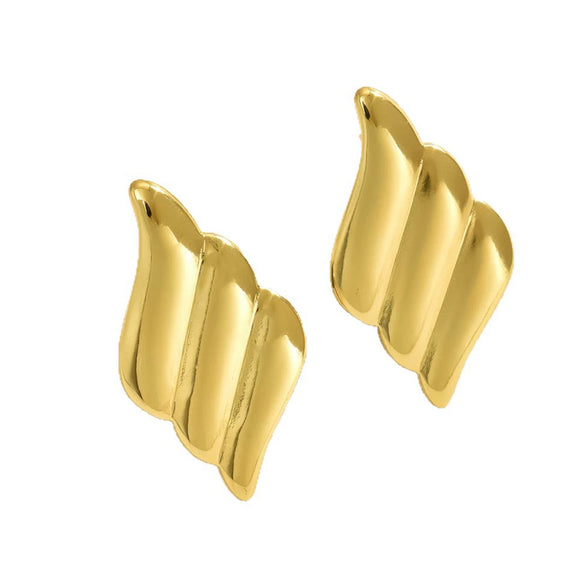 Wholesale Light Luxury Stamped Geometric Stainless Steel Wing Earrings For Women