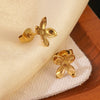Wholesale Light Luxury Stamped Stainless Steel Flower Earrings For Women