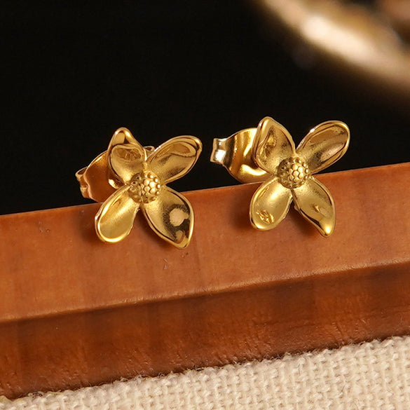Wholesale Light Luxury Stamped Stainless Steel Flower Earrings For Women