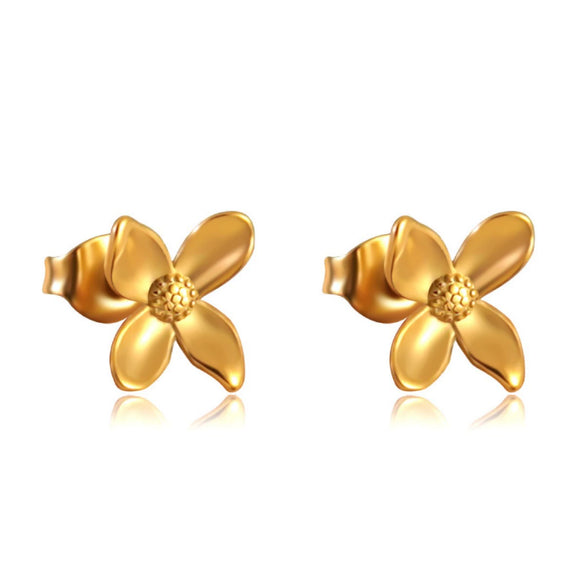 Wholesale Light Luxury Stamped Stainless Steel Flower Earrings For Women