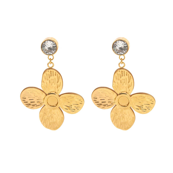 Wholesale Light Luxury Stamped Stainless Steel Flower Earrings For Women