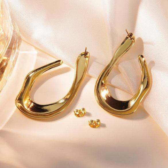 Wholesale Light Luxury Stamping Stainless Steel Geometric Ushaped Asymmetrical Earrings For Women