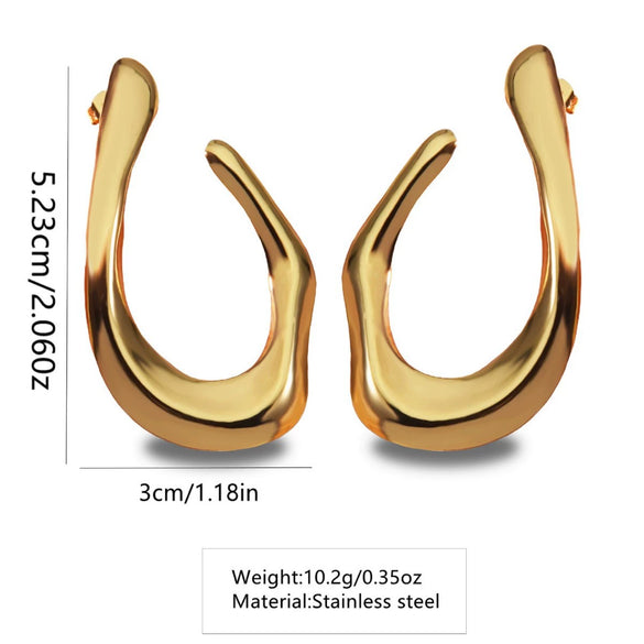 Wholesale Light Luxury Stamping Stainless Steel Geometric Ushaped Asymmetrical Earrings For Women