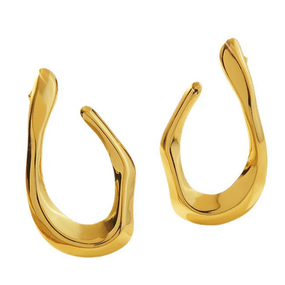 Wholesale Light Luxury Stamping Stainless Steel Geometric Ushaped Asymmetrical Earrings For Women