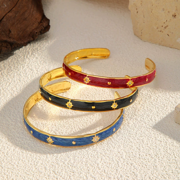 Wholesale Light Luxury Star Open Bracelet Fashion Versatile Stainless Steel Electroplated 18K Bangle