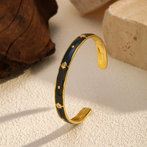 Wholesale Light Luxury Star Open Bracelet Fashion Versatile Stainless Steel Electroplated 18K Bangle