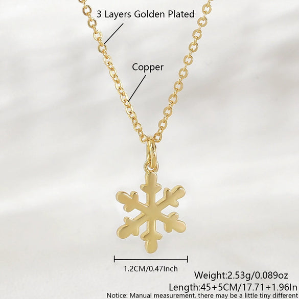 Wholesale Light Luxury Style Christmas Tree Snowman Snowflake Elk Pendant Necklace Copper Goldplated O Word Chain Unisex