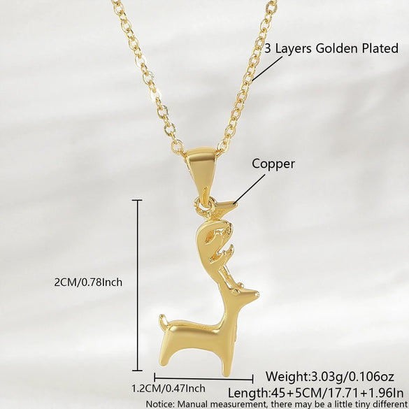 Wholesale Light Luxury Style Christmas Tree Snowman Snowflake Elk Pendant Necklace Copper Goldplated O Word Chain Unisex