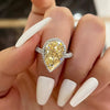 Wholesale Light Luxury Style Copper Ring Inlaid With Zircon In Drop Shape And Geometric Pattern For Ladies