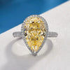Wholesale Light Luxury Style Copper Ring Inlaid With Zircon In Drop Shape And Geometric Pattern For Ladies