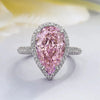 Wholesale Light Luxury Style Copper Ring Inlaid With Zircon In Drop Shape And Geometric Pattern For Ladies