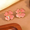 Wholesale Light Luxury Style Dripping Oil Four Leaf Clover And Flower Stainless Steel Earrings For Women