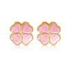 Wholesale Light Luxury Style Dripping Oil Four Leaf Clover And Flower Stainless Steel Earrings For Women