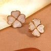 Wholesale Light Luxury Style Dripping Oil Four Leaf Clover And Flower Stainless Steel Earrings For Women