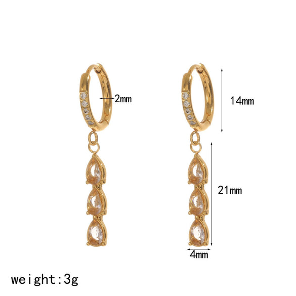 Wholesale Light Luxury Style Drop Shape Stainless Steel Tassel Earrings For Women With Vacuum Real Gold Plating In Pvd Furnace