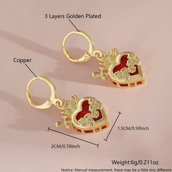 Wholesale Light Luxury Style Electroplated Copper Heart Shape Earrings For Women