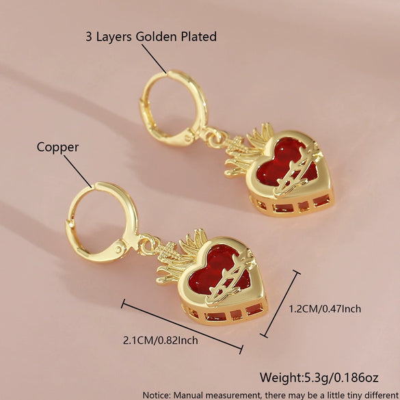 Wholesale Light Luxury Style Electroplated Copper Heart Shape Earrings For Women