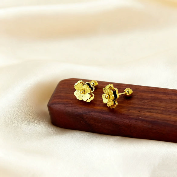 Wholesale Light Luxury Style Electroplated Frosted Stainless Steel Flower Earrings For Women