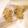 Wholesale Light Luxury Style Electroplated Stainless Steel Flower Petal Earrings For Women
