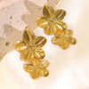 Wholesale Light Luxury Style Electroplated Stainless Steel Flower Petal Earrings For Women
