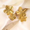 Wholesale Light Luxury Style Electroplated Stainless Steel Flower Petal Earrings For Women