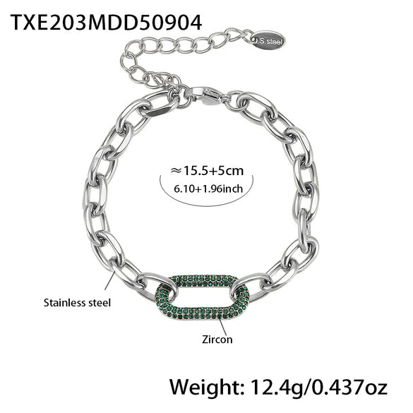 Wholesale Light Luxury Style Ferris Wheel Inlaid Zircon Stainless Steel Necklace Bracelet Jewelry Set For Women 18K Gold Plated