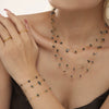 Wholesale Light Luxury Style Ferris Wheel Necklace Bracelet Set Handmade Stainless Steel And Natural Green Crystal Stone Electroplated Jewelry For Women