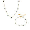 Wholesale Light Luxury Style Ferris Wheel Necklace Bracelet Set Handmade Stainless Steel And Natural Green Crystal Stone Electroplated Jewelry For Women